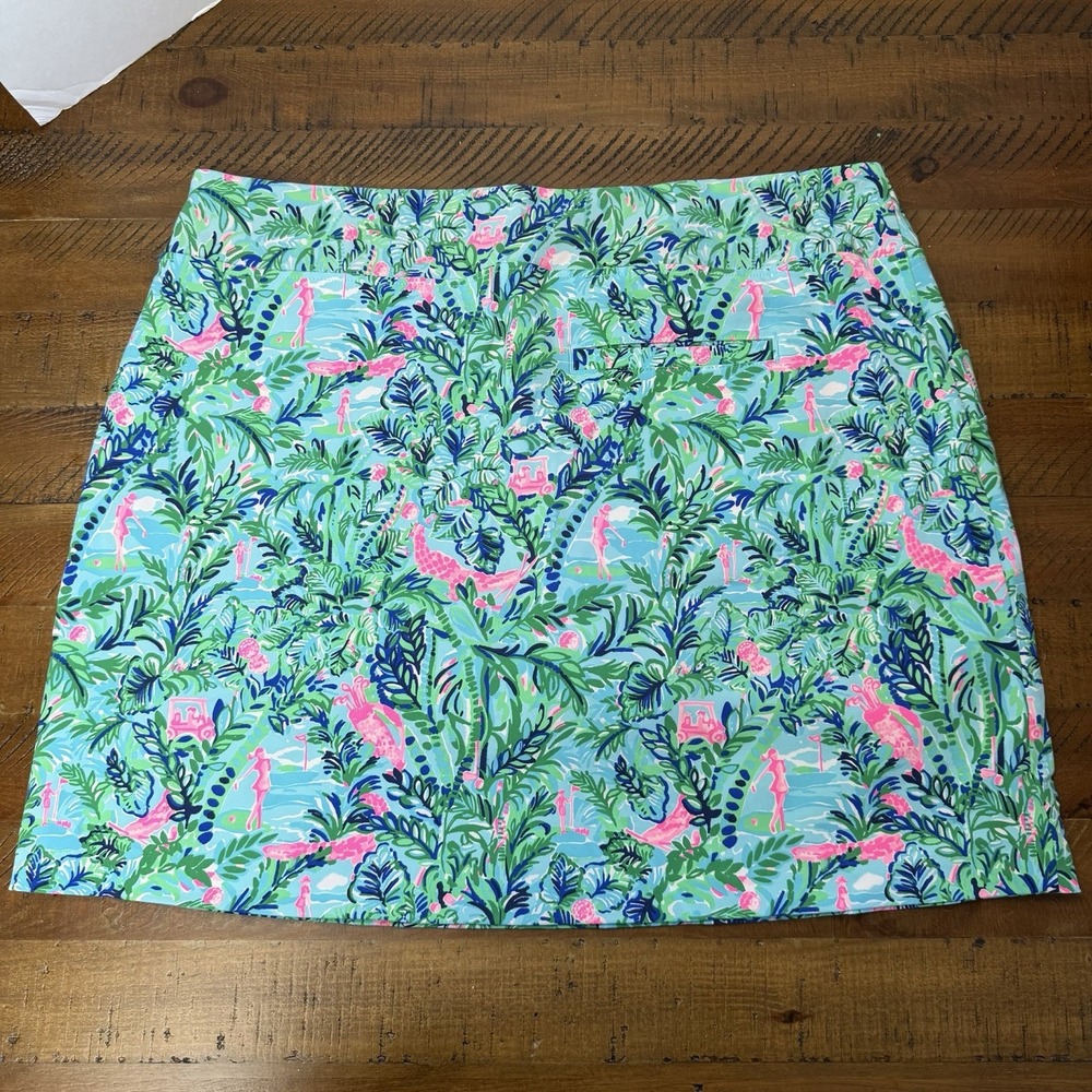 Lilly Pulitzer UPF 50+ Luxletic Monica Skort Blue Horizon Par Fection Golf 16